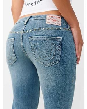TRUE RELIGION Becca Mid Rise Studded Bootcut Jean - Blue