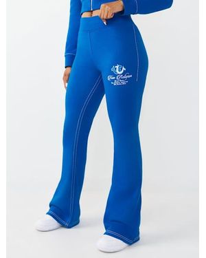 TRUE RELIGION Embroidered Mid Rise Big T Bootcut Sweatpant - Blue