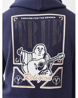 TRUE RELIGION Buddha Card Zip Hoodie - Blue