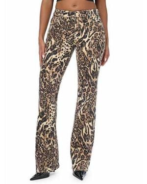 TRUE RELIGION Becca Mid Rise Crystal Leopard Flap Bootcut Jean - Brown