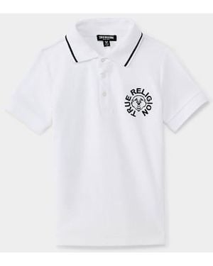 TRUE RELIGION Boys Circular Buddha Face Polo Shirt - White