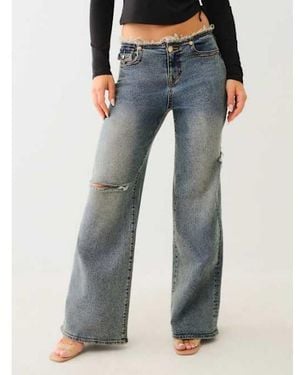TRUE RELIGION Bobbi Frayed Low Rise Baggy Jean - Blue