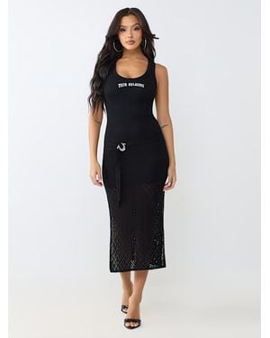 TRUE RELIGION Crochet Cut-out Midi Dress - Black