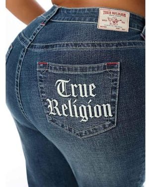 TRUE RELIGION Plus Jennie Mid Rise Embroidered Curvy Skinny Jean - Blue
