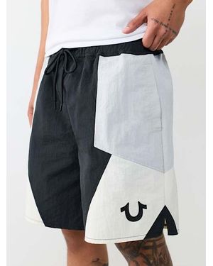TRUE RELIGION Colorblock Nylon Track Short - Black