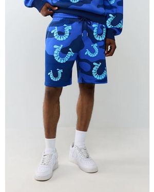 TRUE RELIGION Camo Groovy Horseshoe Fleece Short - Blue