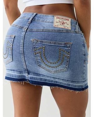 True Religion Denim Studded Mini Skirt - Blue