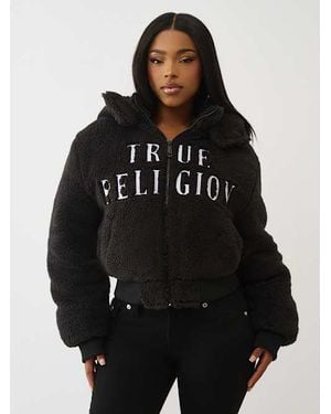 TRUE RELIGION Embroidered Sherpa Jacket - Black