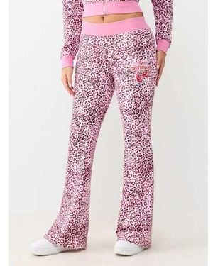 TRUE RELIGION Cherry Leopard Bootcut Pant - Pink
