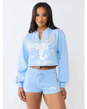 TRUE RELIGION V-notch Pullover Top - Blue