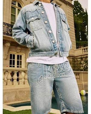 TRUE RELIGION Bobby Logo Applique Super T Short - Blue