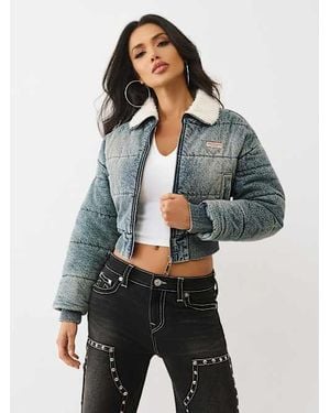 TRUE RELIGION Denim Puffer Jacket - Gray