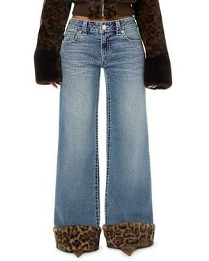 TRUE RELIGION Bobbi Low Rise Leopard Fur Big T Baggy Jean - Blue
