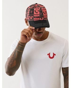 True Religion Horseshoe Allover Print Baseball Hat - Red