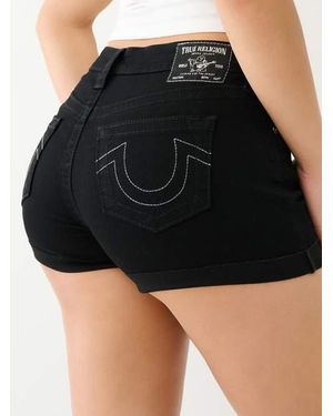 TRUE RELIGION Jennie Mid Rise Rolled Curvy Short - Black