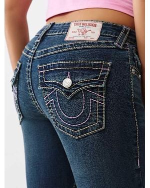 True Religion Joey Mid Rise Big T Flare Jean - Blue