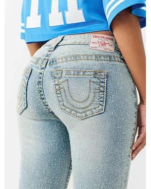 TRUE RELIGION Becca Mid Rise Big T Crystal Bootcut Jean - Blue