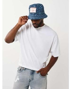 TRUE RELIGION Allover Logo Print Bucket Hat - White