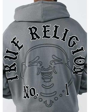 TRUE RELIGION Authentic Logo Zip Hoodie - Gray