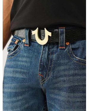 True Religion Croc Embossed Horseshoe Buckle Belt - Multicolor