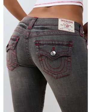 TRUE RELIGION Joey Low Rise Released Hem Flap Flare Jean - Gray
