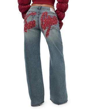 TRUE RELIGION Bobbi Crystal Baggy Jean - Red