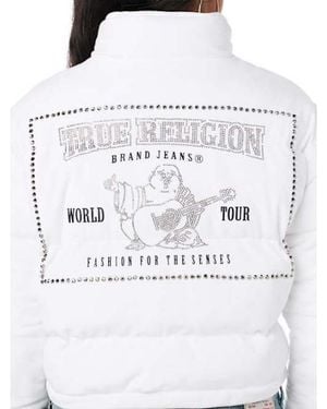 TRUE RELIGION Crystal Velvet Puffer Jacket - White
