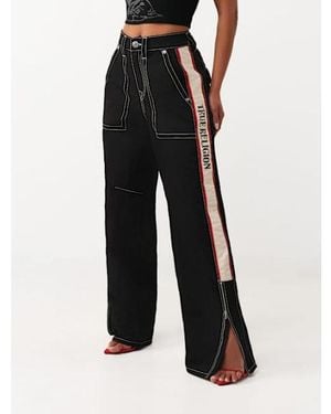 TRUE RELIGION Bailey Barrel Leg Nylon Pant - Black