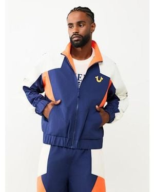 TRUE RELIGION Colorblock Nylon Track Jacket - Blue