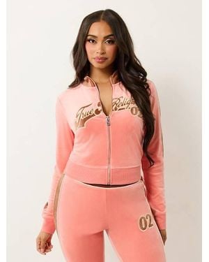 TRUE RELIGION Velour Paneled Track Jacket - Pink