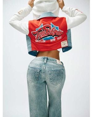 TRUE RELIGION Mesh Sporty Jersey Denim Jacket - Blue