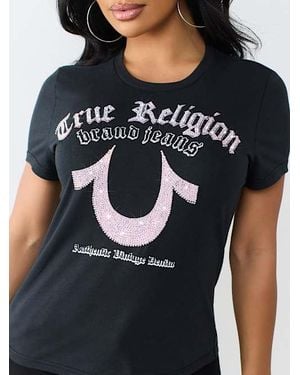 TRUE RELIGION Crystal Horseshoe Crewneck T-shirt - Black