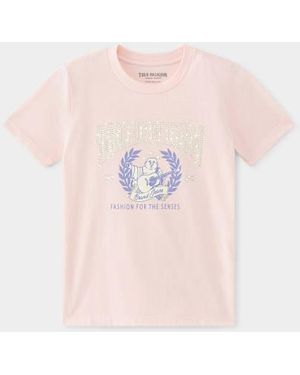 TRUE RELIGION Girls Crystal Logo T-shirt - Pink
