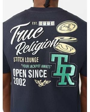 TRUE RELIGION Buddha Coin Embroidery T-shirt - Blue