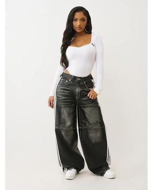 TRUE RELIGION Bailey Faux Leather Barrel Pant - Gray