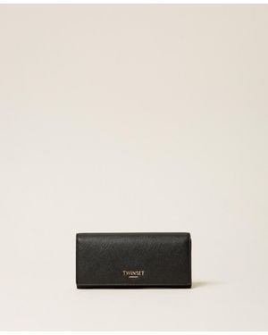 Twinset Wallet With Flap And Logo - White
