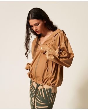 Twinset Taffeta Jacket With Pleats - Natural
