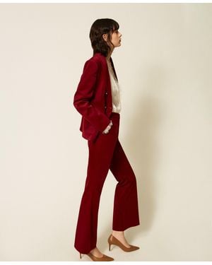 Twinset Flared Velvet Trousers, "Rhubarb"