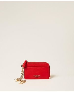 Twinset Card Holder With Charms And Logo - Red