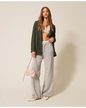 Twinset Knit Trousers With Drawstring - Natural