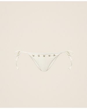 Twinset Tanga De Bikini Con Bordado - Neutro