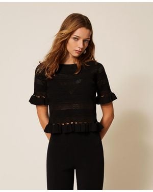 Twinset Jumper With Ruffles - Black