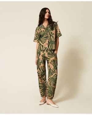 Twinset Poplin Joggers With Print - Green