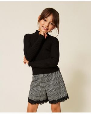 Twinset Jersey De Cuello Alto Acanalado, Mujer - Negro