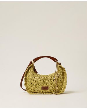 Twinset Crochet Raffia Croissant Bag - Multicolour