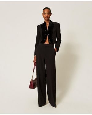 Twinset Pantalones Rectos De Crepé - Negro