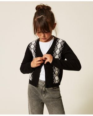 Twinset Cárdigan De Punto Con Rombos, Mujer - Negro