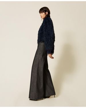 Twinset Wide Leg Jeans With Belt - Blue