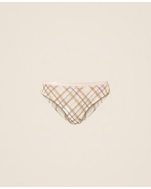 Twinset Charmeuse Brief With Check Print - Natural
