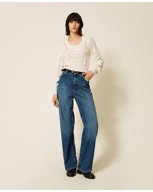 Twinset Vaqueros Wide Leg Con Cinco Bolsillos - Azul